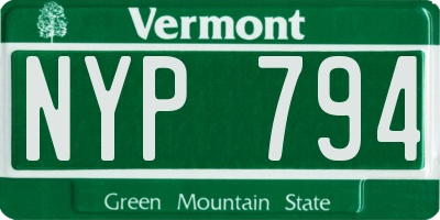 VT license plate NYP794