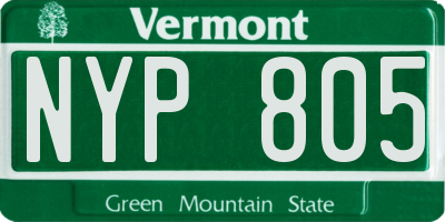 VT license plate NYP805