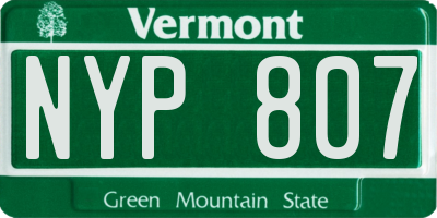 VT license plate NYP807