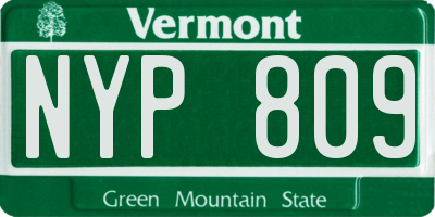 VT license plate NYP809