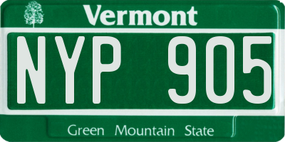 VT license plate NYP905