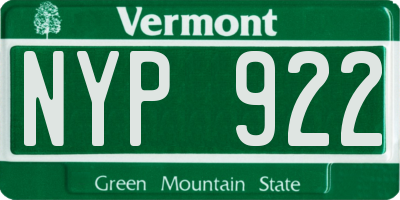 VT license plate NYP922
