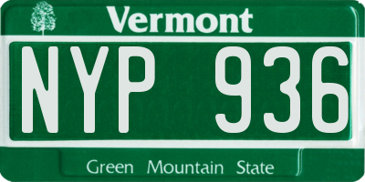 VT license plate NYP936