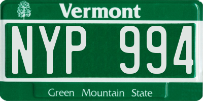 VT license plate NYP994