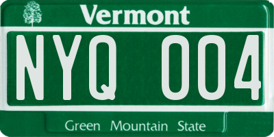 VT license plate NYQ004