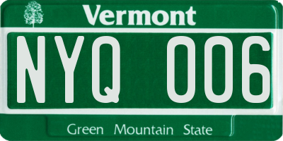 VT license plate NYQ006