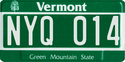 VT license plate NYQ014