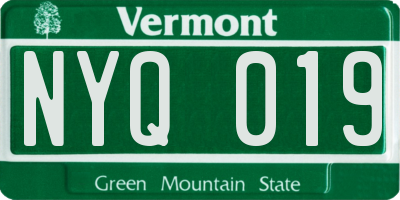 VT license plate NYQ019
