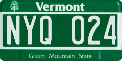 VT license plate NYQ024