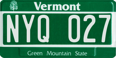 VT license plate NYQ027