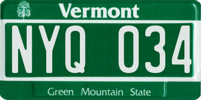 VT license plate NYQ034