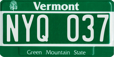 VT license plate NYQ037