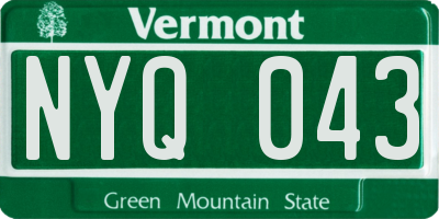 VT license plate NYQ043