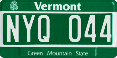 VT license plate NYQ044