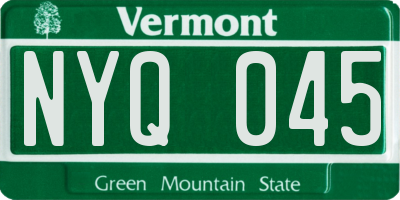 VT license plate NYQ045