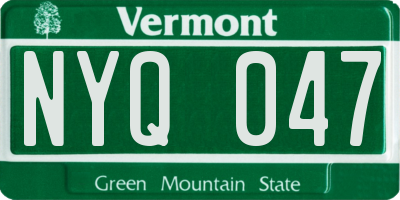 VT license plate NYQ047