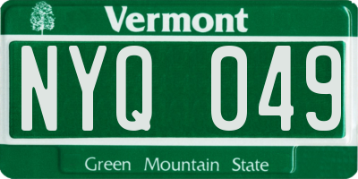 VT license plate NYQ049