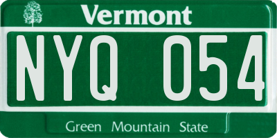 VT license plate NYQ054