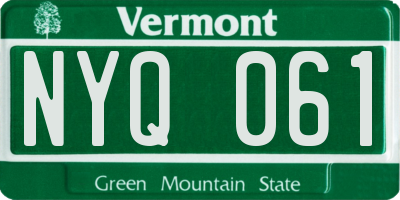 VT license plate NYQ061