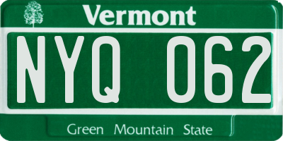 VT license plate NYQ062