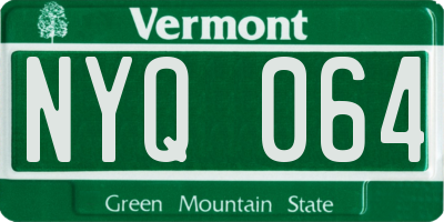 VT license plate NYQ064