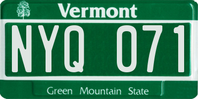 VT license plate NYQ071