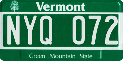 VT license plate NYQ072