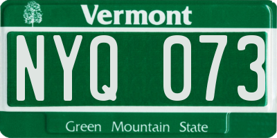 VT license plate NYQ073