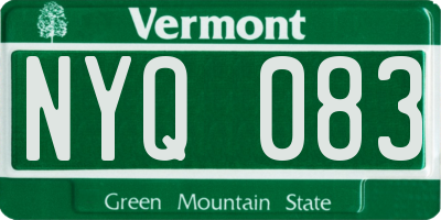 VT license plate NYQ083