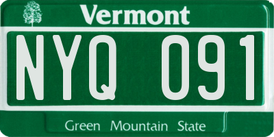 VT license plate NYQ091