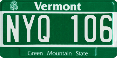 VT license plate NYQ106