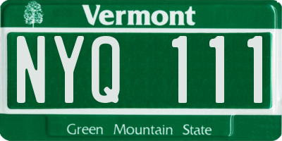 VT license plate NYQ111