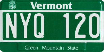 VT license plate NYQ120