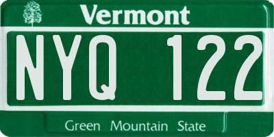 VT license plate NYQ122