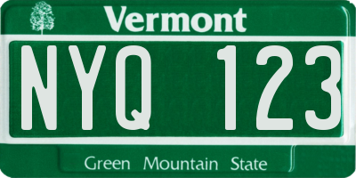 VT license plate NYQ123