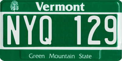 VT license plate NYQ129