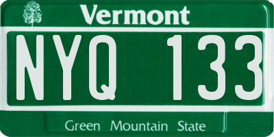 VT license plate NYQ133