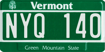 VT license plate NYQ140