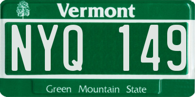 VT license plate NYQ149