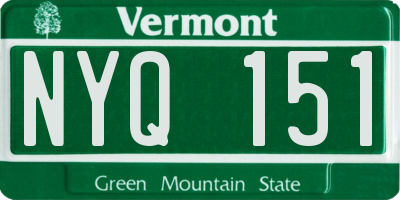 VT license plate NYQ151