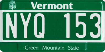 VT license plate NYQ153