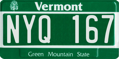 VT license plate NYQ167