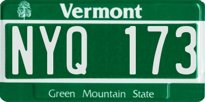 VT license plate NYQ173