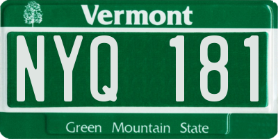 VT license plate NYQ181