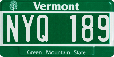 VT license plate NYQ189