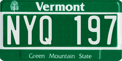 VT license plate NYQ197