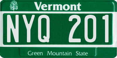 VT license plate NYQ201