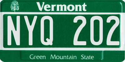 VT license plate NYQ202