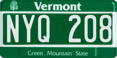 VT license plate NYQ208