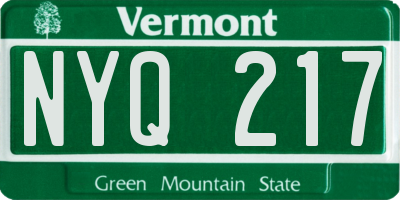 VT license plate NYQ217